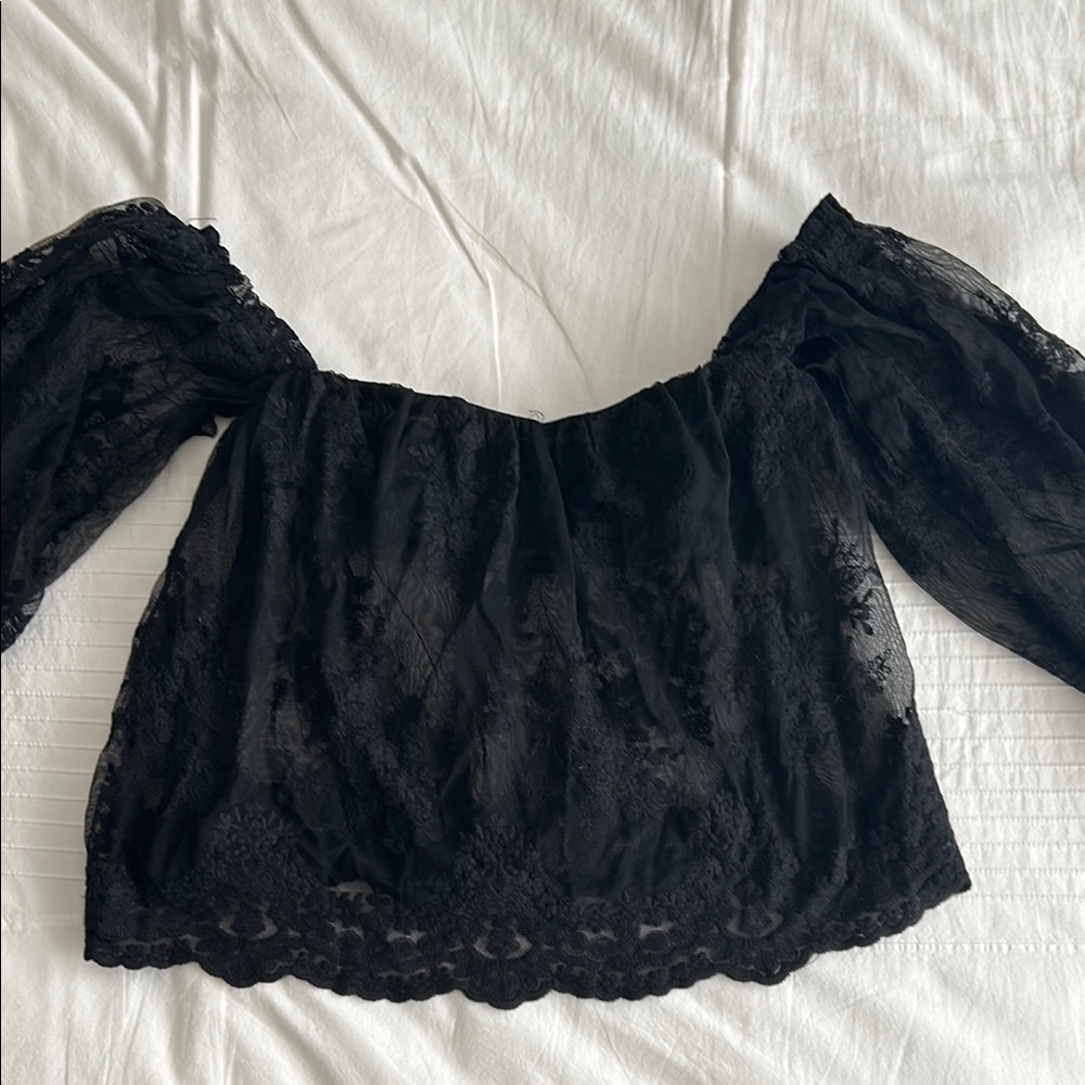 Showpo Black Lace Off-the-Shoulder Top